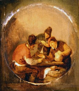 Three Boors Drinking and Smoking in a Tavern
