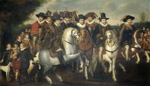 Prince Maurice Accompanied by his two Brothers, Frederick V, Elector Palatine, and Counts of Nassau on Horseback