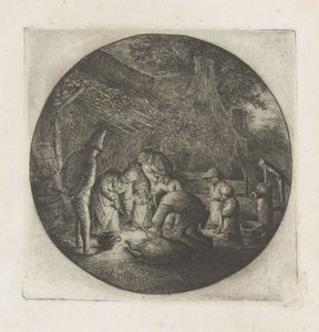 Peasant Family Slaughtering a Pig by Adriaen van Ostade