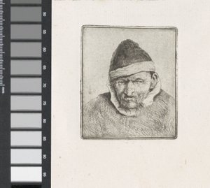Bust of a peasant with fur hat by Adriaen van Ostade