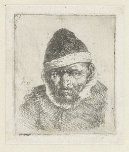 Bust of an Old Farmer with a Pointed Hat by Adriaen van Ostade