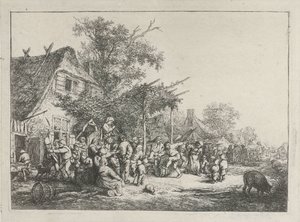 Dancing Peasants in Front of an Inn by Adriaen van Ostade
