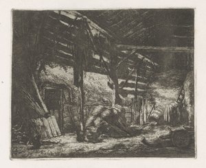 Interior of a Hay Barn by Adriaen van Ostade