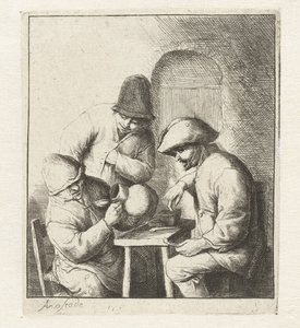 Man Looking into an Empty Jug, Two Men Watching by Adriaen van Ostade