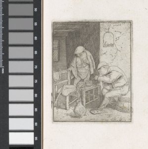 Man lighting a pipe in an interior by Adriaen van Ostade