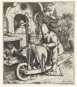 Knife Grinder at Work by a Shoemaker (The Knife Grinder) by Adriaen van Ostade