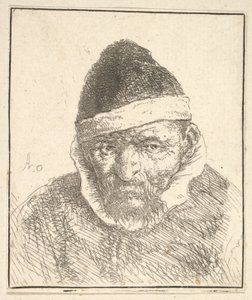 Old Man with White Collar and Pointed Hat by Adriaen van Ostade