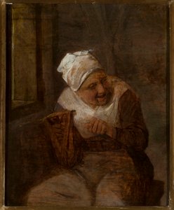Woman Spinning by the Window by Adriaen van Ostade