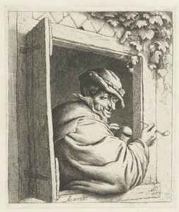 Smoking Farmer in a Window Opening by Adriaen van Ostade
