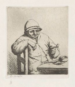 Smoking Peasant with Arm Over Chair Back by Adriaen van Ostade