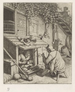 Shoemaker in Shop in Front of His House with a Customer by Adriaen van Ostade