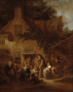 The Organ-Grinder Outside a Cottage by Adriaen van Ostade