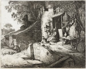 The Woman Spinning by Adriaen van Ostade