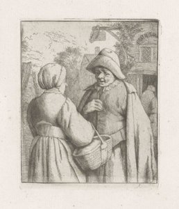 Woman and Man in Conversation by Adriaen van Ostade