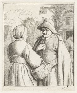 Woman and Man in Conversation by Adriaen van Ostade