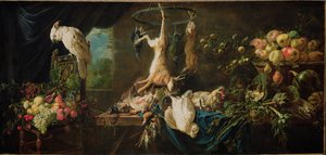 Still Life with Game, Vegetables, Fruit and Cockatoo