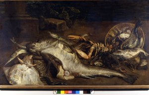 Still life of fish by Adriaen van Utrecht