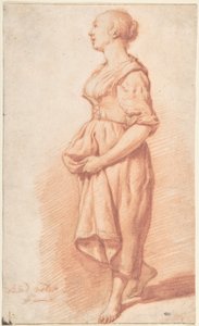 A Young Girl Walking to the Left by Adriaen van de Velde