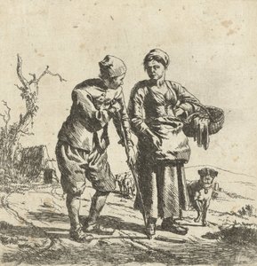 Farmer and His Wife in Conversation by Adriaen van de Velde
