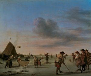 Golfers on the Ice near Haarlem, 1668 by Adriaen van de Velde