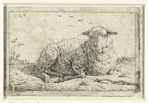 Lying sheep by Adriaen van de Velde