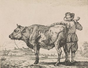 Man Standing with Bull