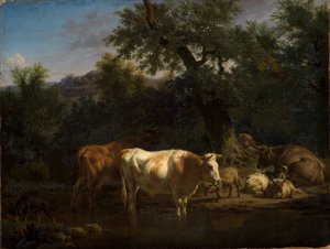 Cattle and Sheep by the Forest Water by Adriaen van de Velde