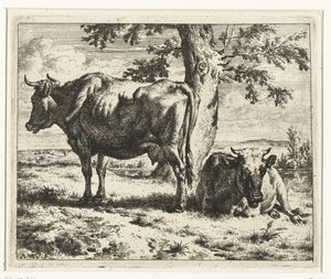 Two Cows Under a Tree by Adriaen van de Velde