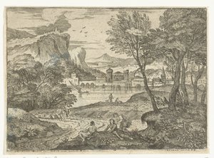 Landscape with Three People Along a Path