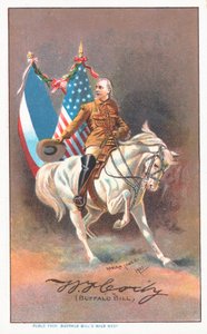 Buffalo Bill riding a white horse