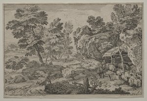 Landscape with Shepherds and Two Flocks by Adrian van der Cabel