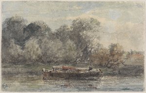 Boat with Lowered Mast Lying Ashore