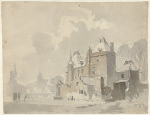 View of a Fantasized (?) Castle Near a Town