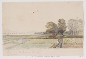 Landscape with Road from Tangkil to Cirebon and View of the Roadstead of Cirebon, West Java by Adrianus Johannes Bik