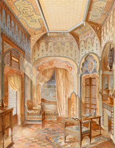 A Moorish style bathroom interior, illustration from 