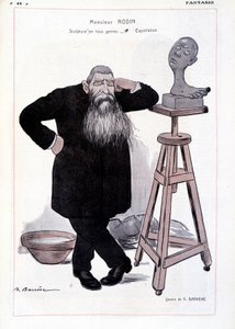 Cartoon of the Sculptor Auguste Rodin Represented in His Workshop in Fantasio