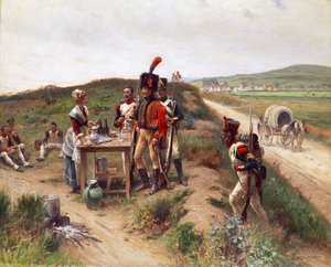 Soldiers with a Young Market Woman at Rest