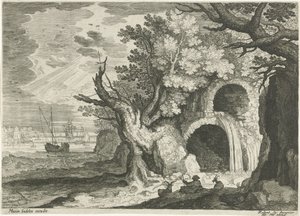 Aqueduct with Waterfall by Egidius  Sadeler (II)