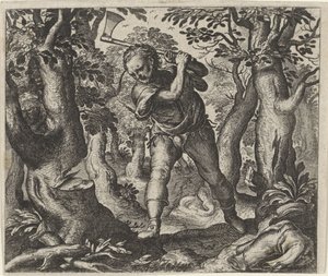 Fable of the Woodcutter and the Forest by Egidius  Sadeler (II)