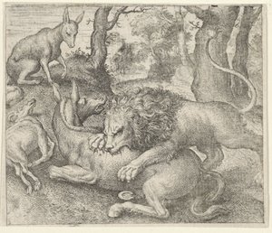 Fable of the Lion and the Fox by Egidius  Sadeler (II)