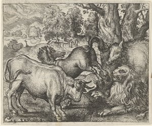 Fable of the Old Lion by Egidius  Sadeler (II)