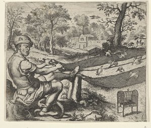 Fable of the Birdcatcher and the Snake by Egidius  Sadeler (II)