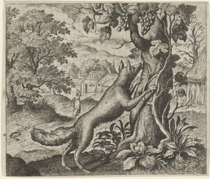 Fable of the Fox and the Grapes by Egidius  Sadeler (II)