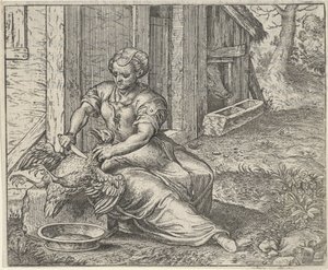 Fable of the Woman and the Hen by Egidius  Sadeler (II)