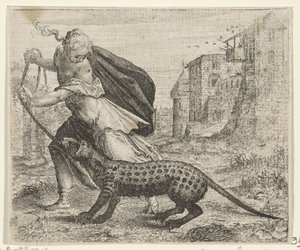Fable of the Woman with a Civet Cat by Egidius  Sadeler (II)