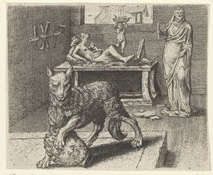 Fable of the Wolf and the Statue by Egidius  Sadeler (II)