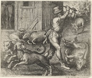 Fable of a Farmer and His Dogs by Egidius  Sadeler (II)