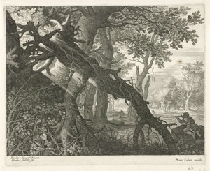 Rabbit Hunt in a Forest Landscape by Egidius  Sadeler (II)