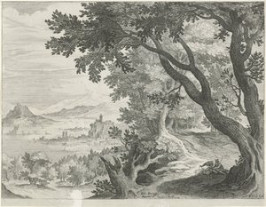 Landscape with Two Figures Under a Tree