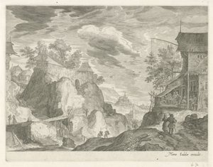 Rocky Landscape with Inn and Houses